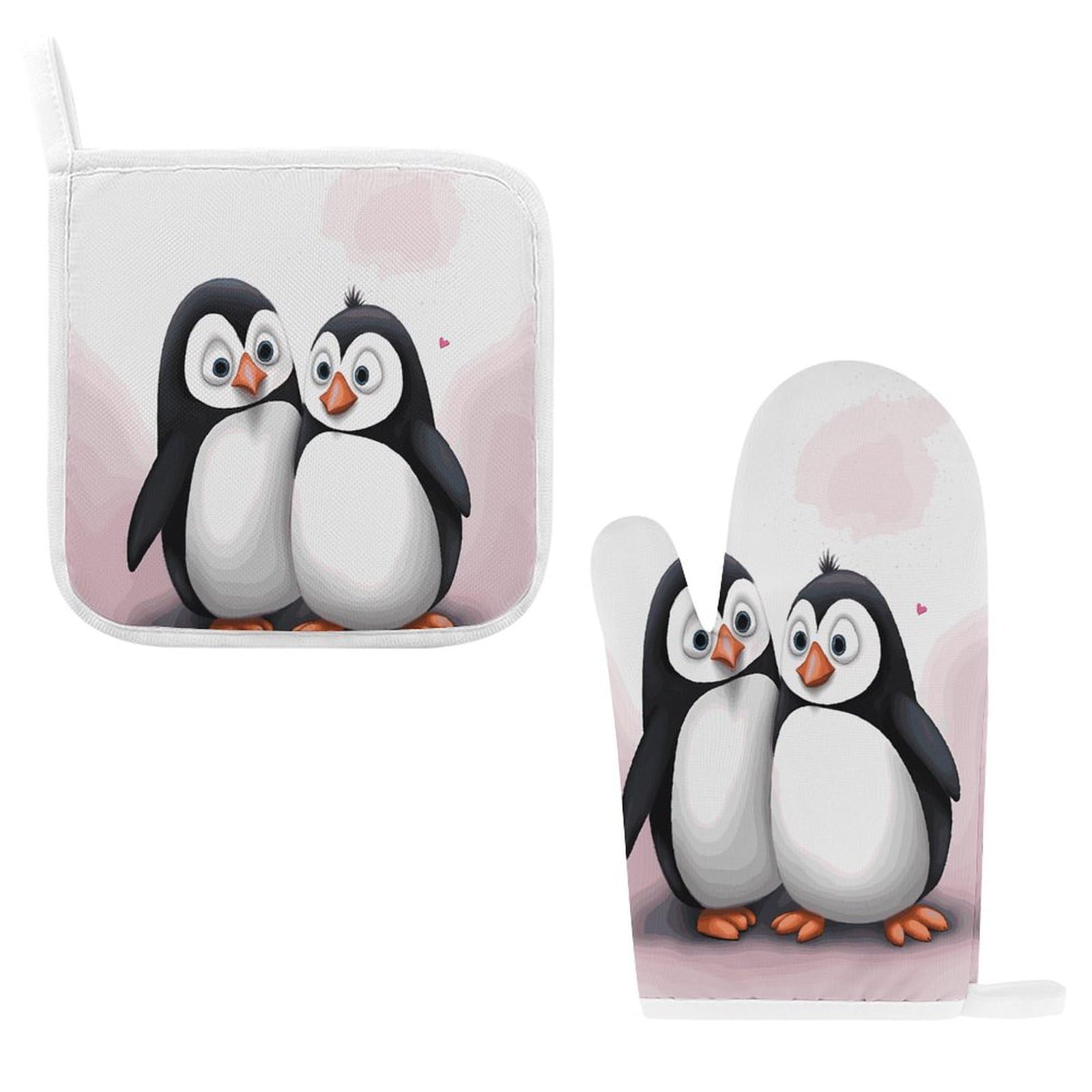 Btcowzrv Style I Love Penguins Oven Mitts And Pot Holders 2Pcs Set