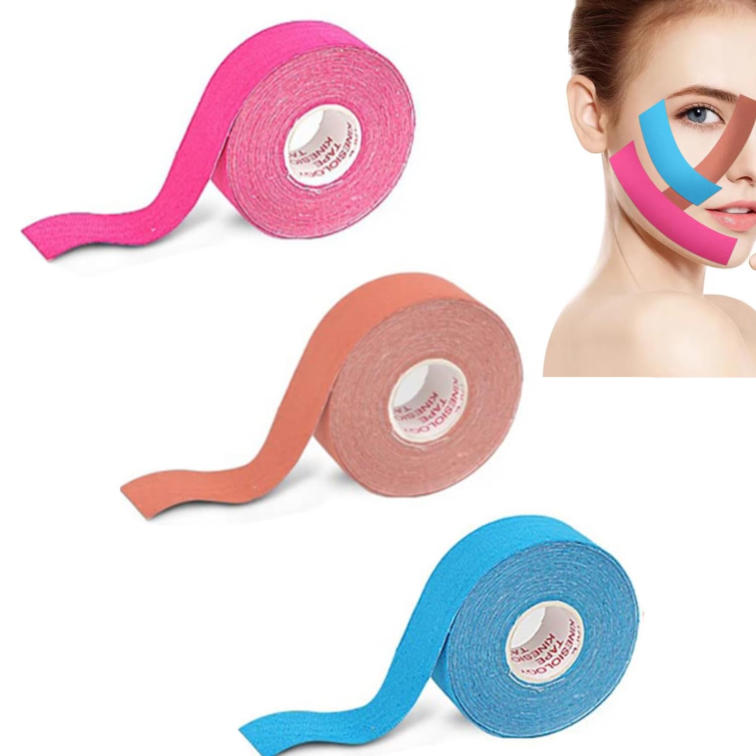 Face Lift Tape,3Pcs Cinta de estiramiento facial Facial Cinta de Levantamiento Facial Parches Antiarrugas Faciales Parches Antiarrugas Faciales para Reafirmar la Piel y Restaurar la Elasticidad