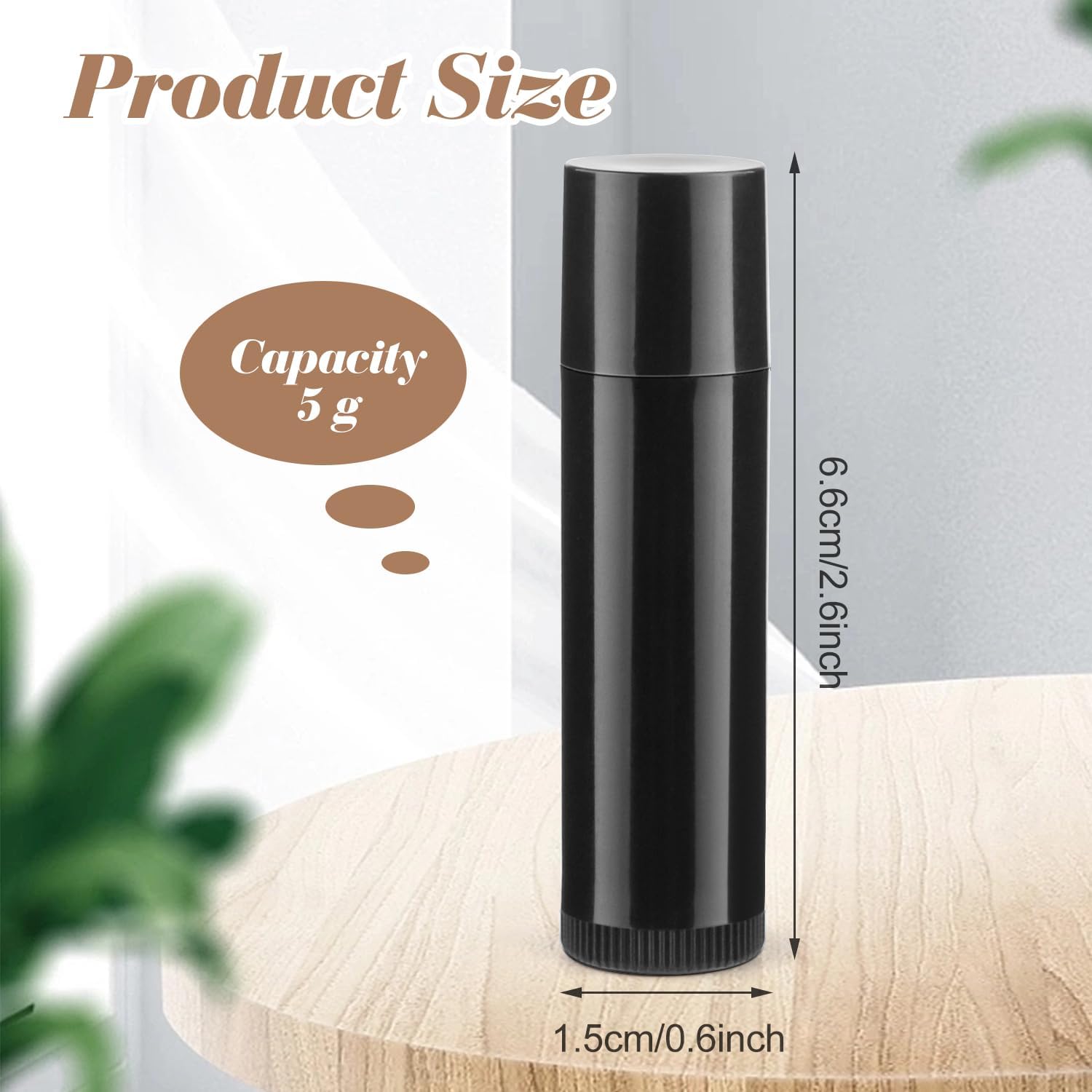 100 Pcs 5g Plastic Lipstick Tube Empty Black Lip Balm Tubes Containers Lip Gloss Storage Container Holder with Caps for DIY Lip Balm Cosmetic image 2