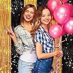 Black Gold Metallic Tinsel Foil Fringe Curtains, 2 Pack 3.3x8.3 Feet Party Streamer for Birthday Party Decorations, Halloween Decor, Foil Curtain Backdrop for Bachelorette Party - Image 5
