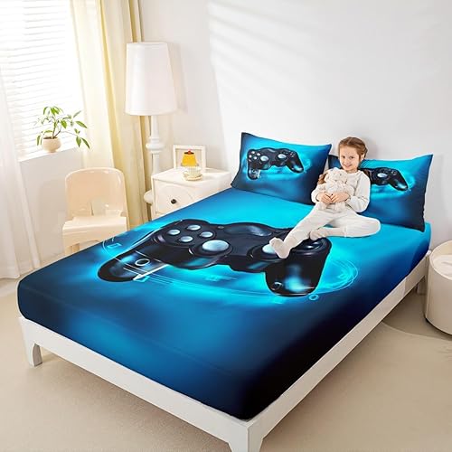 Miniatura 2 de Feelyou Juego de Ropa de Cama Gaming para Niños, Juego de Sábanas de Cama Tamaño Full, Microfibra Suave, Consola Gamer de Videojuegos, Sábana