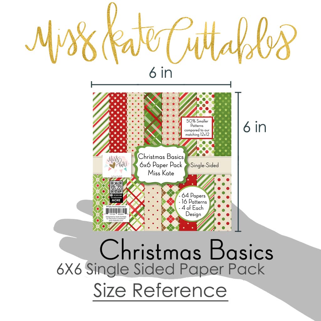 Miss Kate Cuttables 6X6 Pattern Paper Pack - Christmas Basics - Christmas - Card Making Scrapbook Specialty Paper Single-Sided 6