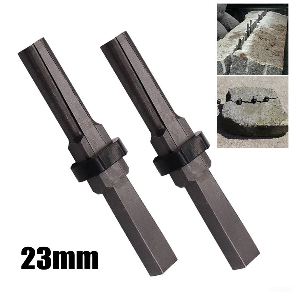 Cuñas de metal de 23 mm para piedra de roca de hormigón, juego de divisores para granito, mármol, herramienta de mano, 2 piezas, gris