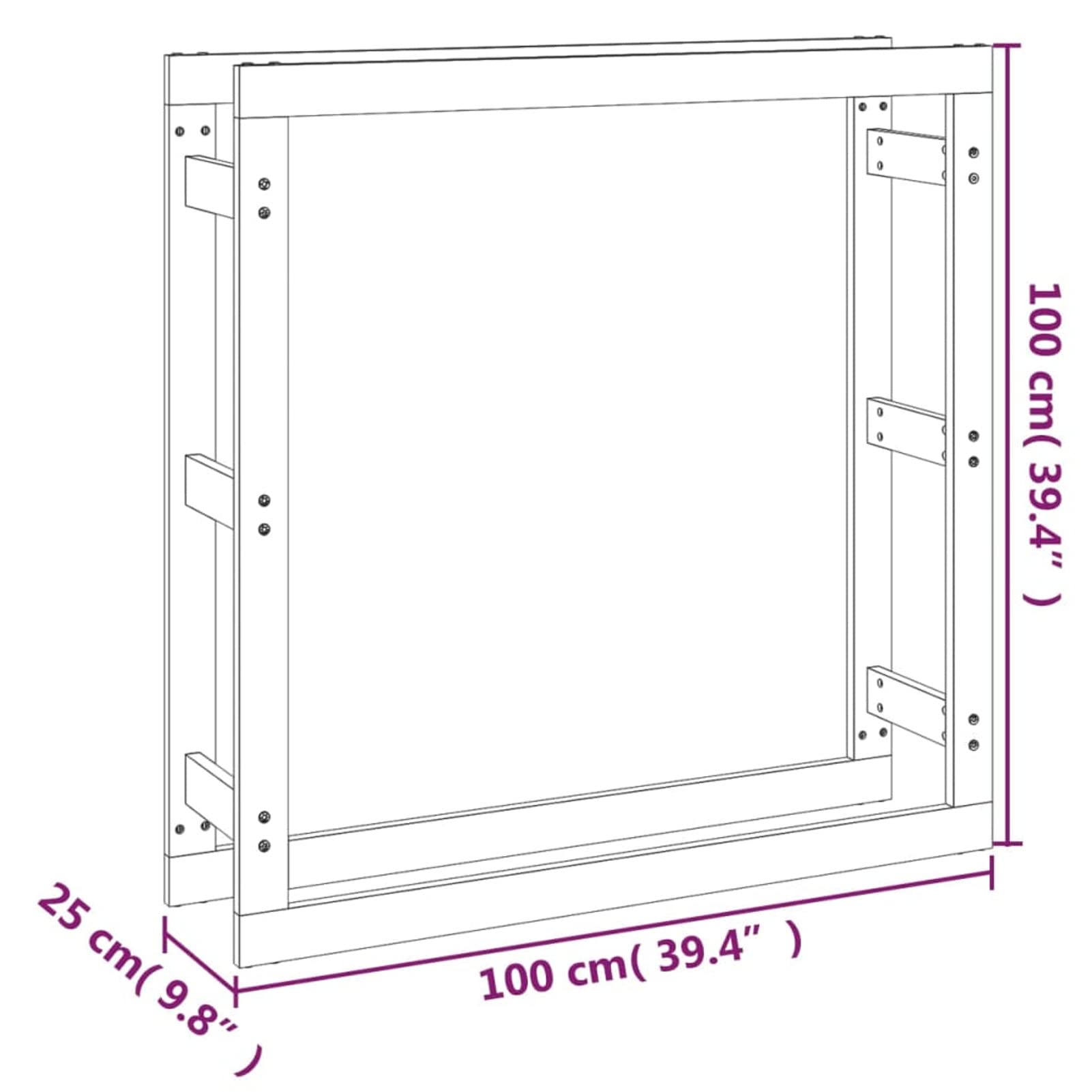 Homgoday Estante para leña Madera Maciza Pino marrón Miel 100x25x100 cm Leñera Registro de Leña, Estantería para leña de Chimenea para Interior y Exterior Soporte de Madera