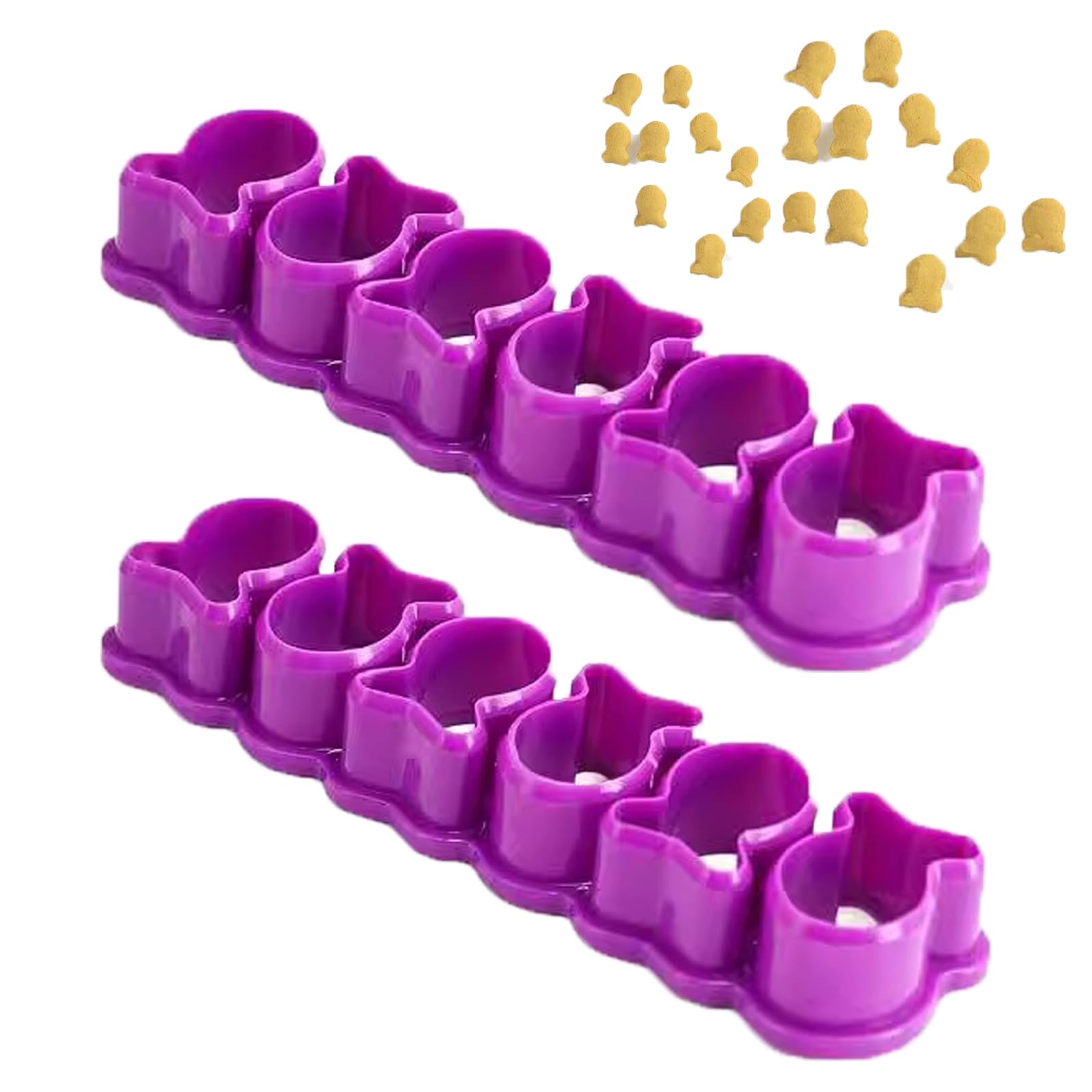 Gold Fish Cracker Cookie Cutter, Mini Biscuit Cutter, Plastic Tiny Treats Baking Mold for Fish Shaped Foods (2 Pack)