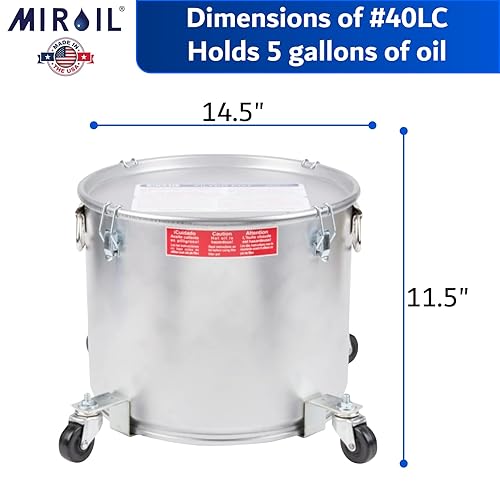 Vista 23 de MirOil Organizador de eliminación de aceite de 7 galones con ruedas giratorias, olla de grasa para freidora profunda fabricada en Estados Unidos