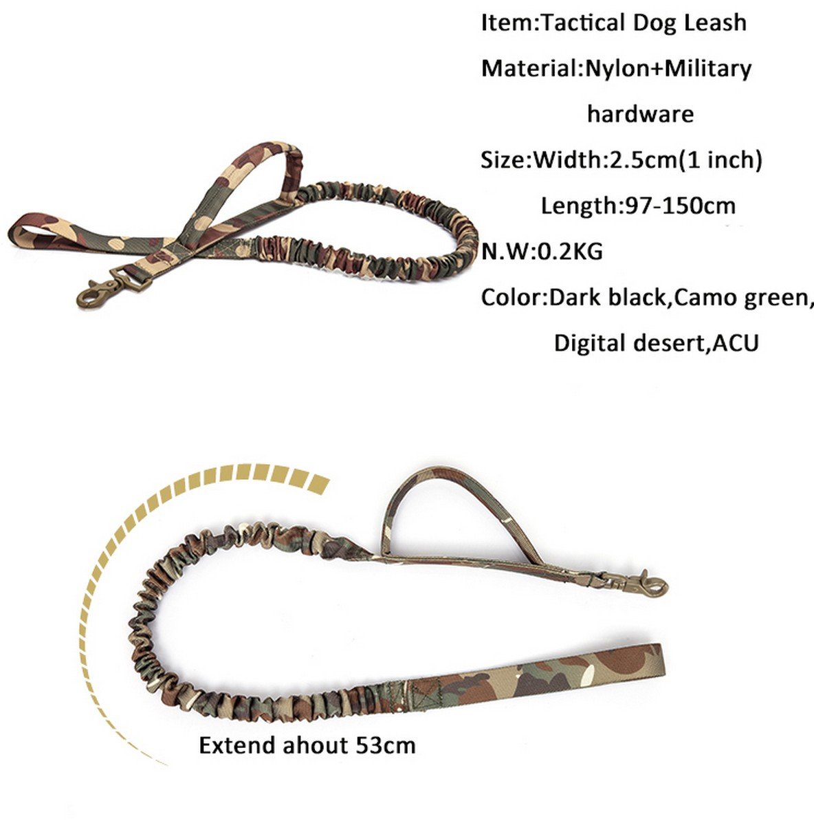 Tactical Scorpion Gear Dog Leash Canine K9 Military Training Vest Harness