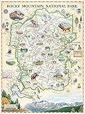 Rocky Mountain National Park Hand-Drawn Map – 18x24 Vintage-Style Lithographic Print – Made in USA