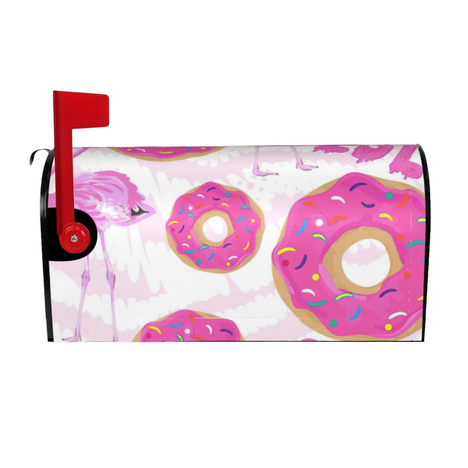 Flamingo And Donuts Print Mailbox Cover Wraps Post Letter Box Cover Decor For Outside Garden Yard Farmhouse Home