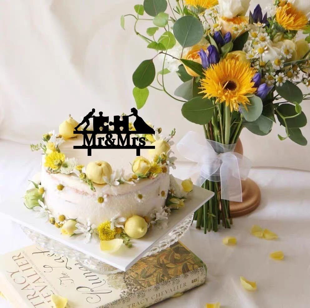 Miniatura 3 de Decoración de rompecabezas para pastel de boda, divertida decoración de pareja de Mr & Mrs para despedida de soltera, boda, compromiso y fiestas de