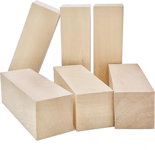 Thiecoc 6-Pack Basswood Carving Blocks 6x2x2 Inch - Soft Whittling Wood for Crafts, Beginners & Experts