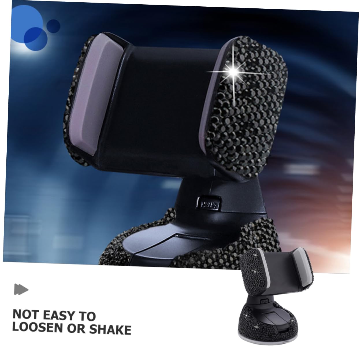 Supporto Auto Smartphone per Bocchetta Aria e Cruscotto 2 Pezzi Nero | Abs Protezione Antiscivolo, Installazione Semplice, Struttura Decorativa Strass