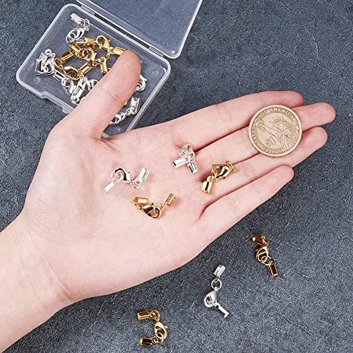 Image of Jewelry Making Kit with Lobster Clasps Fold Over Cord End Caps Jump Rings Crimp End Tips for Necklace Bracelet Anklet DIY Craft Supplies 190 Pieces (Gold)