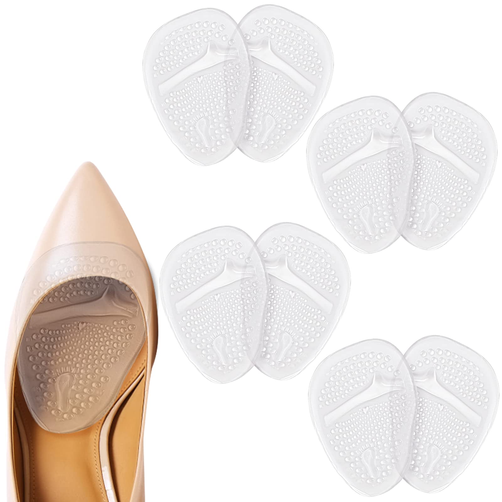 Demi Semelles Silicone Avant + Coussinets Talons - Kit Soulagement Pieds Talons Hauts, Escarpins, Chaussures
