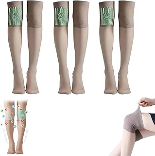 DIOB Ionic Correction Lymphatic Detoxification Long Tube Silk Stockings, Tourmaline Ionic Body Shaping Stretch Socks, Knee Calf Leg Socks For Women