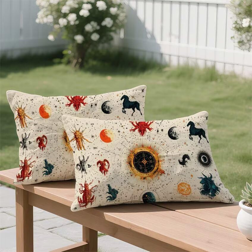 Housse de coussin 50x70cm rectangulaire lin imperméable pour décoration patio - 3