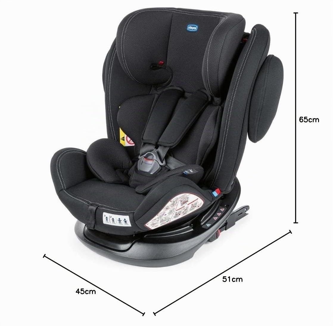 Chicco Unico Plus Auto Kindersitz 360° Drehbar 0-36 kg ISOFIX, Verstellbarer Kindersitz Gruppe 0-3 von 0-12 Jahren, Verstellbare Kopfstütze, Seitenschutz und Säuglingseinsatz