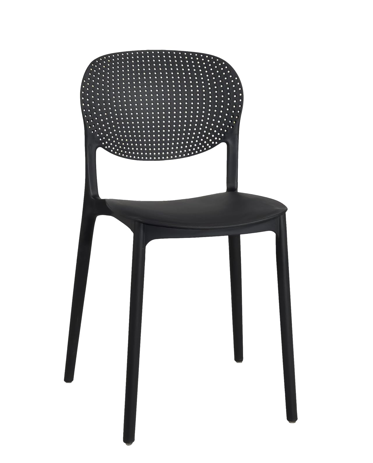 KAYELLES Lot de 4 chaises de Cuisine Noires empilables en Plastique Souple Dossier ajouré ABY (Noir)