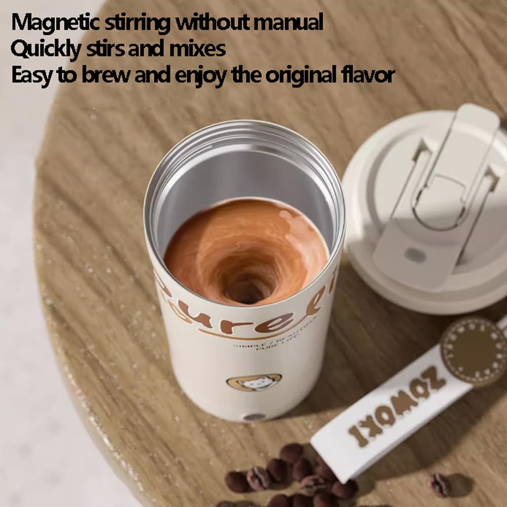 Kubki elektryczne kubki do mieszania dla dziewcząt najnowszy model w pełni automatyczny termos do kawy 400 ml podwójny napój design kubek ze stali nierdzewnej One Touch mieszanie designerski