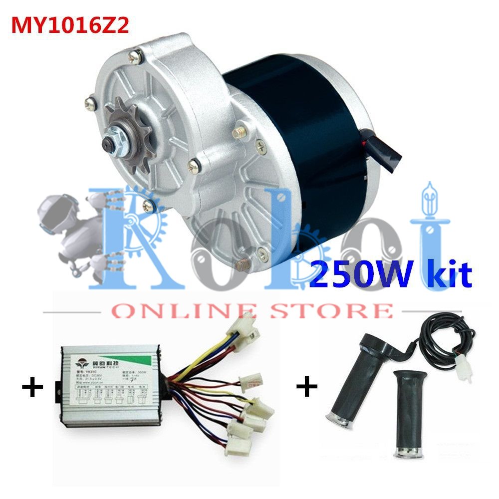 24V Motor MY1016 250Wz2 Motor Controller Twist Throttle DIY Electric Bicycle Kit - Black
