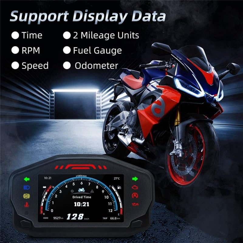 Cuentakilómetros Motocicleta Accesorios para Motocicletas, velocímetro LED, odómetro Digital ABS, Conjunto de indicador Combustible, Panel Instrumentos, para Cilindros 1, 2 y 4