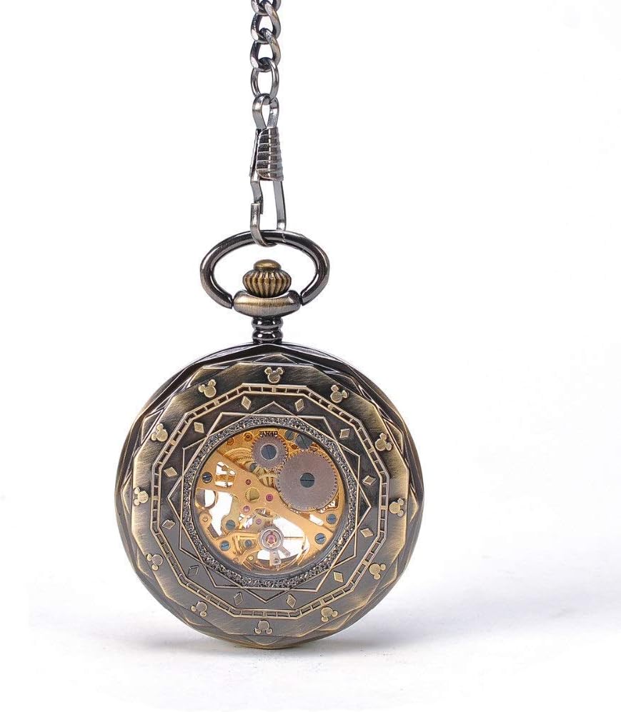 Amazon.co.jp: クラシッククォーツポケットウォッチ、ユニークなスクエア木製メカニカルポケットウォッチ男性女性 絶妙な彫刻デザインスチームパンクスケルトンスモールリングチェーン懐中時計（B） : ファッション レトロなしカバーメカニカルウォッチ旧穴あけ時計、男性メカニカルウォッチ中空ローマの大きな単語の時計仕掛け男性女性（カラー：ゴールド、