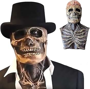 Masque Realiste Humain Homme Masque D'Halloween Effrayant Pour Tête Entière Avec Mâchoire Mobile En Latex Réaliste - Accessoires De Cosplay - Gris Clair Crane Masque