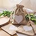 30pcs Burlap Bags with Drawstring Gift Pouches Heart Candy Jewelry Storage Package Sack for Wedding Bridal Shower Birthday Party Christmas Valentine's Day Favors DIY Craft, Natural 5.3x3.8 Inch