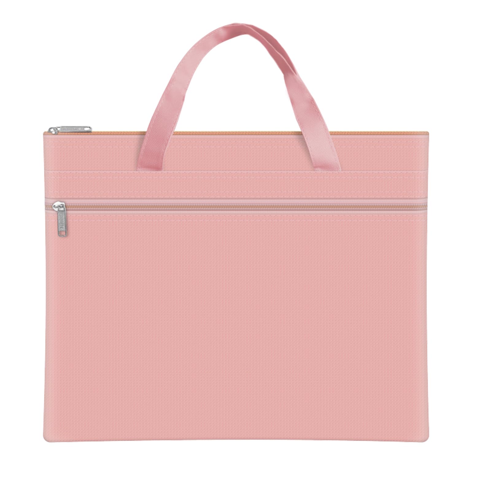 A4 Document Bag Student, Waterproof Document Bag with Handle A4 Double-Layer File Zipper Bag Portable Document Zipper Bags for School Office (Pink)