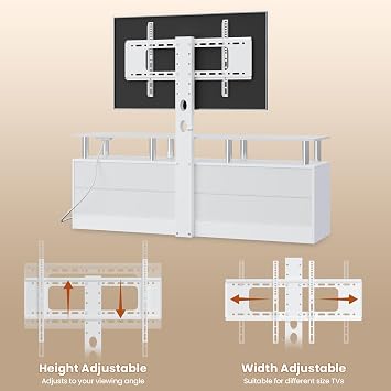 ADORNEVE White LED TV Stand with Mount and Power Outlet