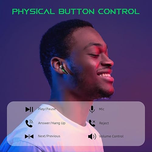 Miniatura 5 de Black Shark Auriculares inalámbricos para juegos con cancelación de ruido Bluetooth con estuche de carga IPX5, impermeables, 4 micrófonos ultra