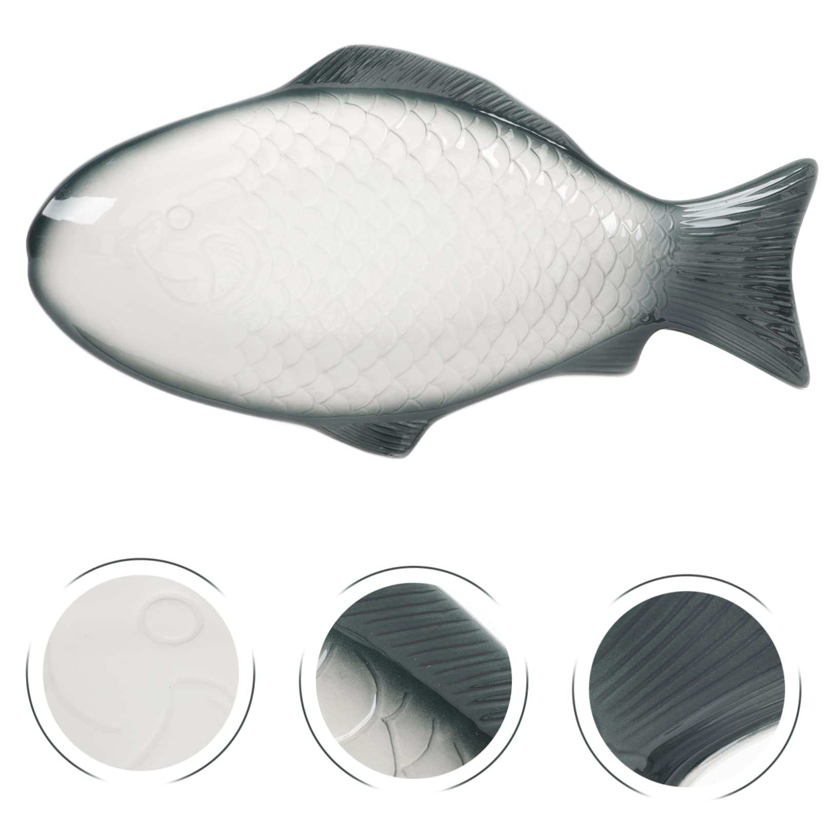 Garneck Piatto per Pesce al Vapore in Ceramica Piatto Forma di Pesce Decorativo per Servire Frutti di Mare e Antipasti
