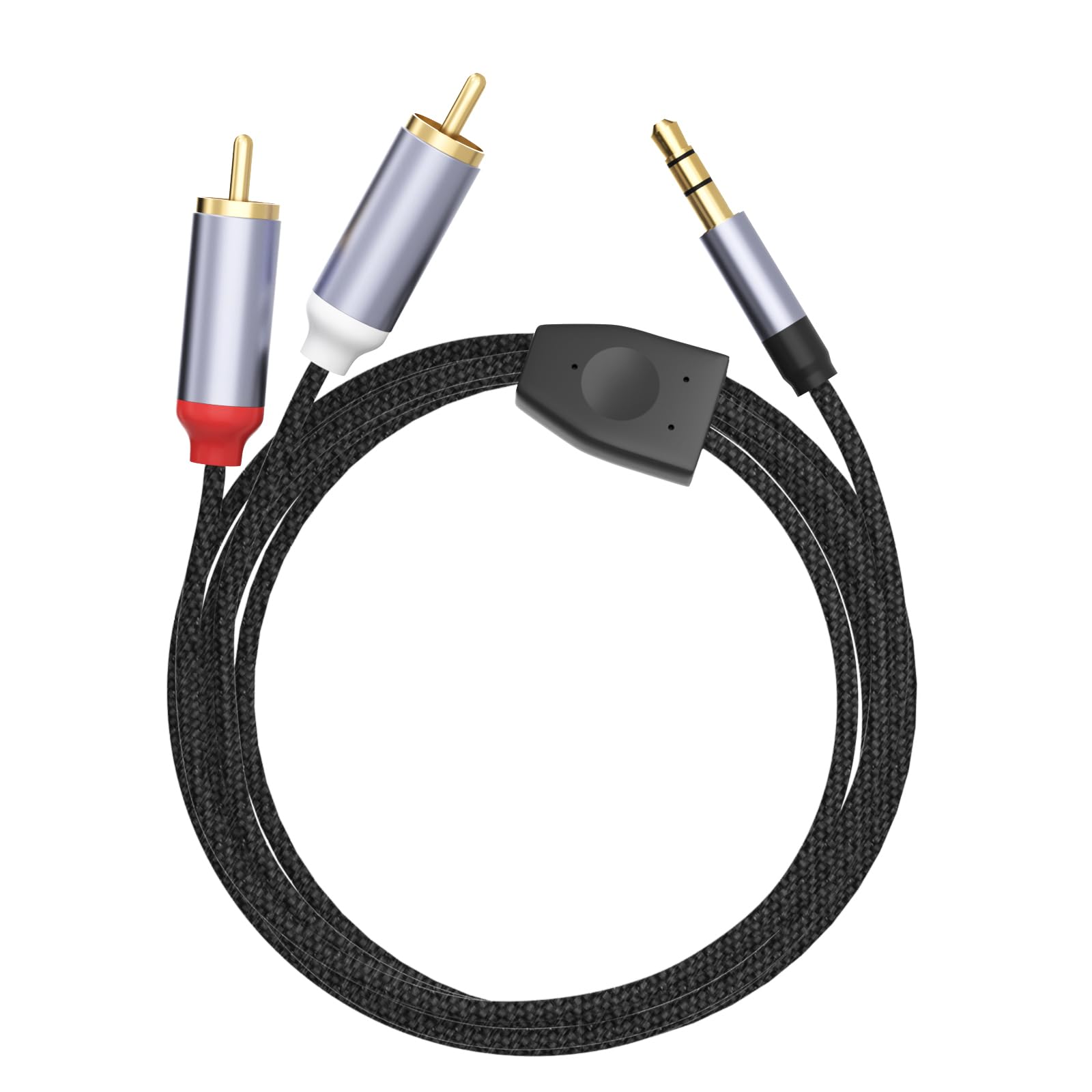 Paloxy RCA to 3.5mm Aux Cable, Aux to RCA Headphone Male to Male Jack Adapter Nylon Braided 1/8 to RCA Audio Y Cord for Smartphones, MP3, Tablets, Speakers, HDTV (6.6 Feet)
