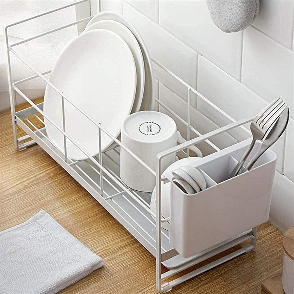 Drenadores de platos, bastidor de platos, bastidor de almacenamiento de vajillas con sartén de drenaje y tubo de palillos, rejilla de lavado de plato y cubiertos utensilios, for cocina, casillero, lad