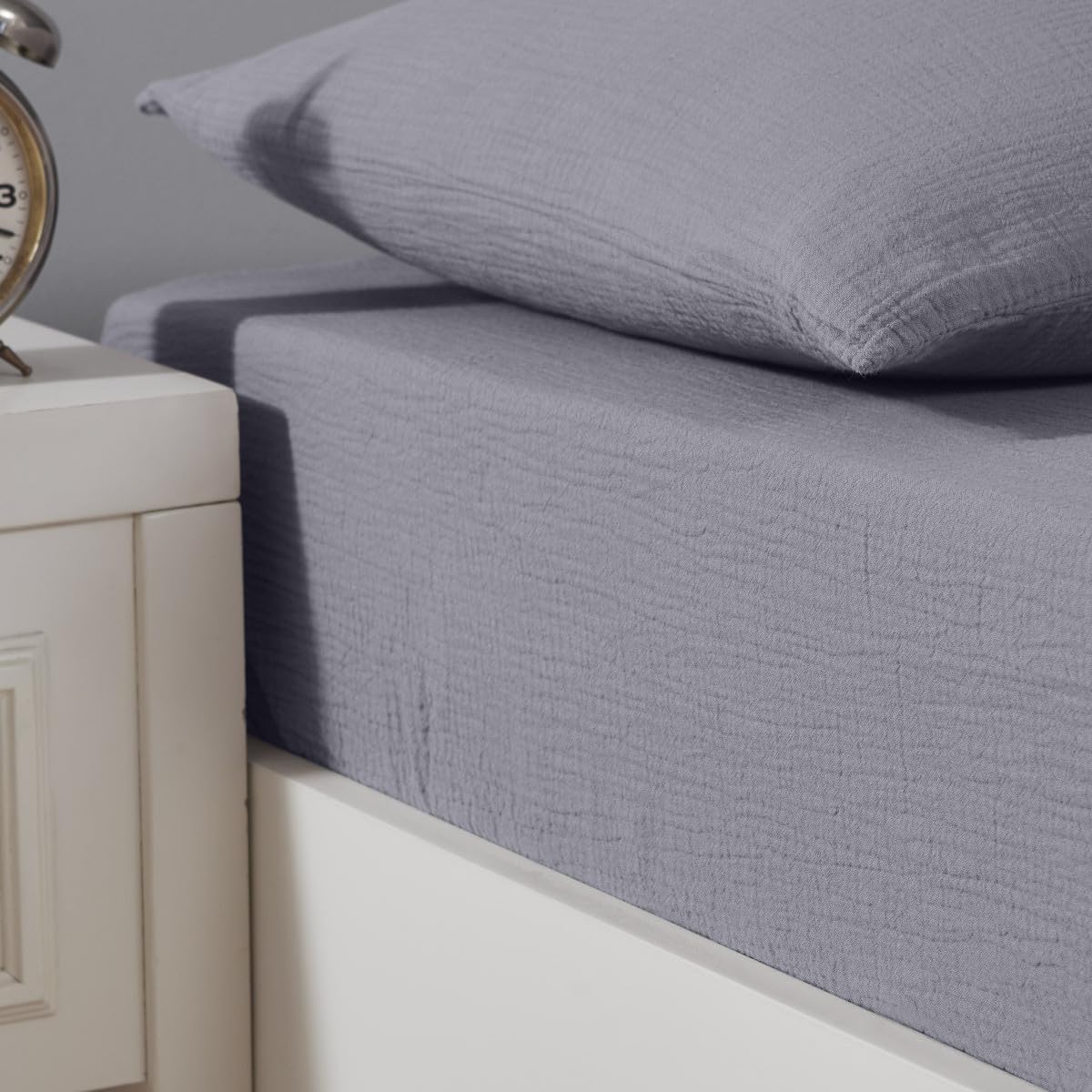Drap housse gaze de coton LOFT Sensei Maison excellence ardoise