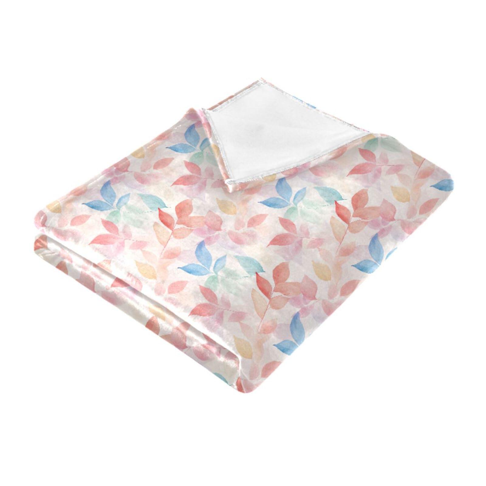 Doux jeté de canapé aquarelle feuilles rouge clair grand format