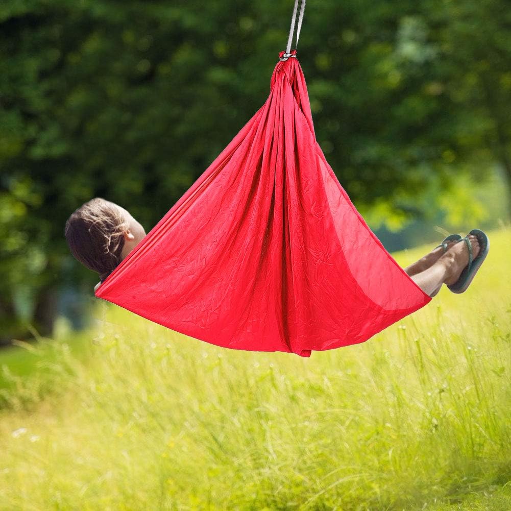 Hammock Outdoor Portable Garden Courtyard Hanging Swing Hammock Chair Set for Children Kid(1.5m-Red)