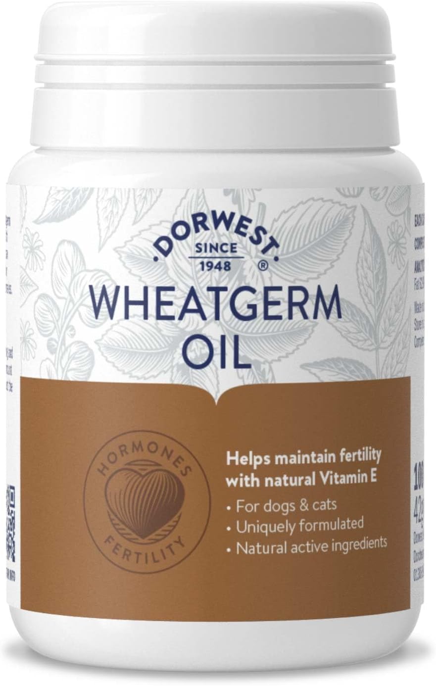 Dorwest Herbs Wheatgerm Oil Capsules for Dogs and Cats 100 Capsules