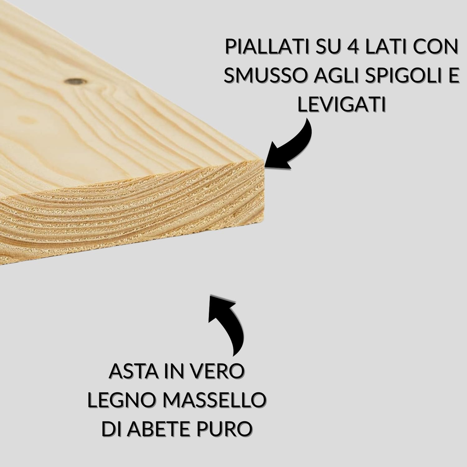 TWE Listelli Legno Massello Abete x 3 Metri Piallati su Quattro Lati con Smusso su Spigoli Made in Italy Confezione da 3 pz (20x95) mm