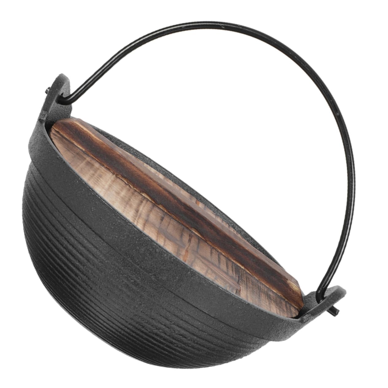KICHOUSE Japanese Style Iron Serving Pot Sukiyaki Cooking Pot for Camping Versatile Hanging Cooking Pot for Hot Pot and Griddle Use Ideal for Japanese Cuisine