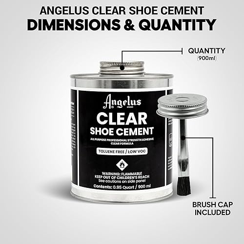 Miniatura 2 de Angelus Pegamento de cemento transparente multiusos para zapatos, botas, madera, encuadernación, cuero, caucho, 32 onzas, fuerza profesional