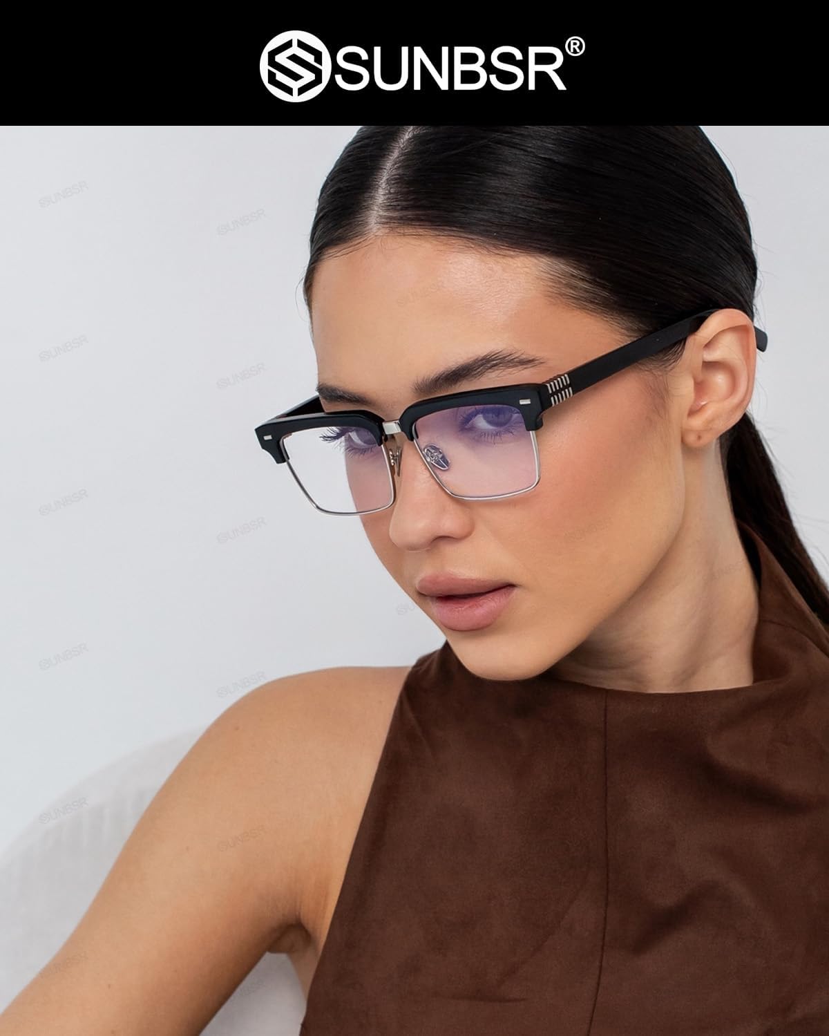 Fashion Square Glasses for Women Men Classic Half Frame Blue Light Blocking Glasses Computer Eyeglasses - Image 4