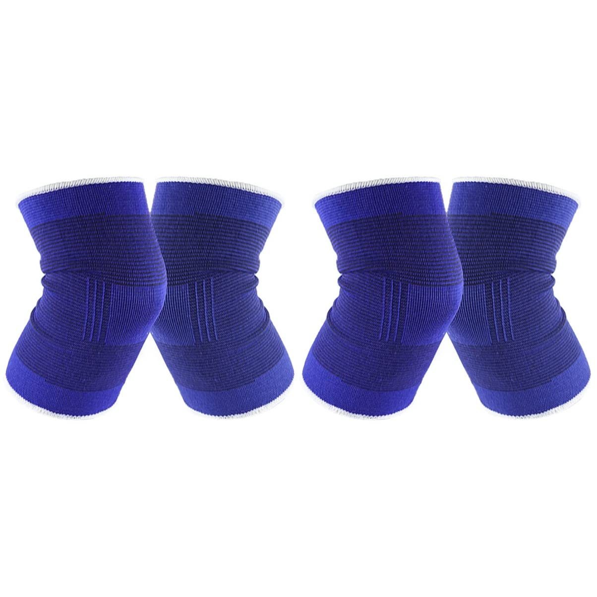 Healifty 2pairs Knee Protective Cover for Men and Women Lightweight Polyamide Sleeve for Running Cycling and Exercise Stylish Stripe Design Blue for Sports Protection