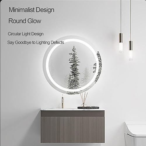 Miniatura 3 de WHYATT Espejo, espejo de tocador con luces, espejo de baño redondo sin marco, espejo de tocador sin marco para dormitorio, entrada, sala de estar.