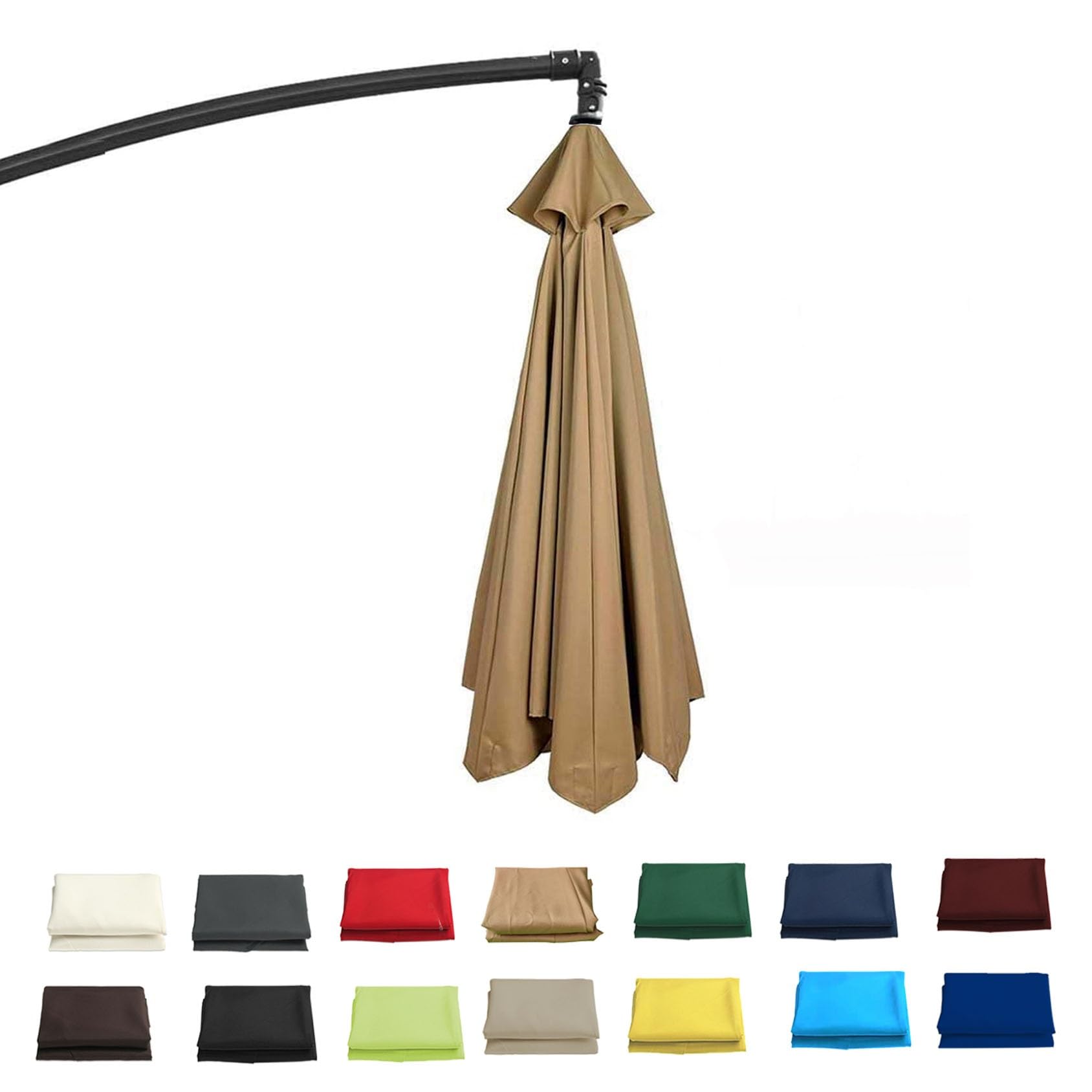 GZDXBF Sun Umbrella Replacement Cloth｜Replacement Parasol Cover｜200/230/250/270cm/300cm-6/8ribs｜Garden Parasol Canopy Cover Replacement (UV 50+ Protection)(Khaki,6 RIBS: 300CM/9.8FT)