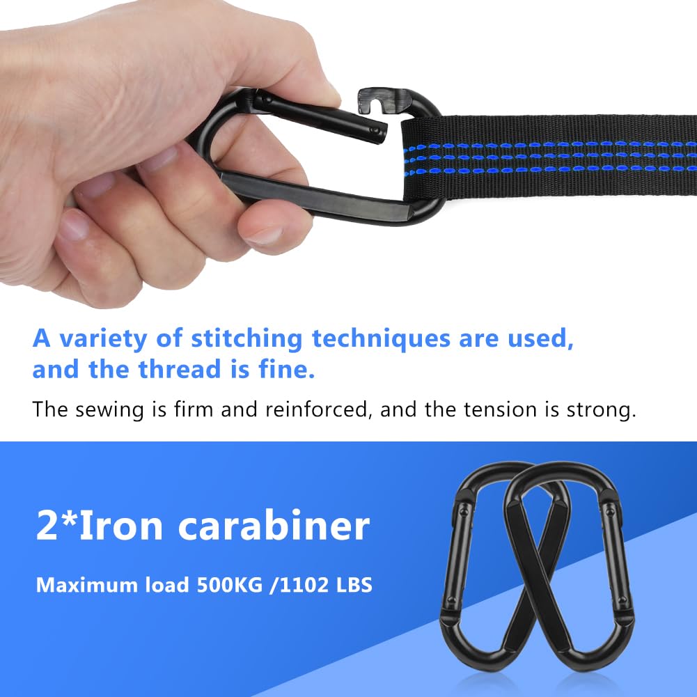 Corde Per Amaca 2 Pezzi Con 11 Anelli E Moschettoni – Cinghie Fissaggio Da 3m X 2,5cm, Portata 200kg, Per Amaca, Altalena, Campeggio E Viaggi - 3