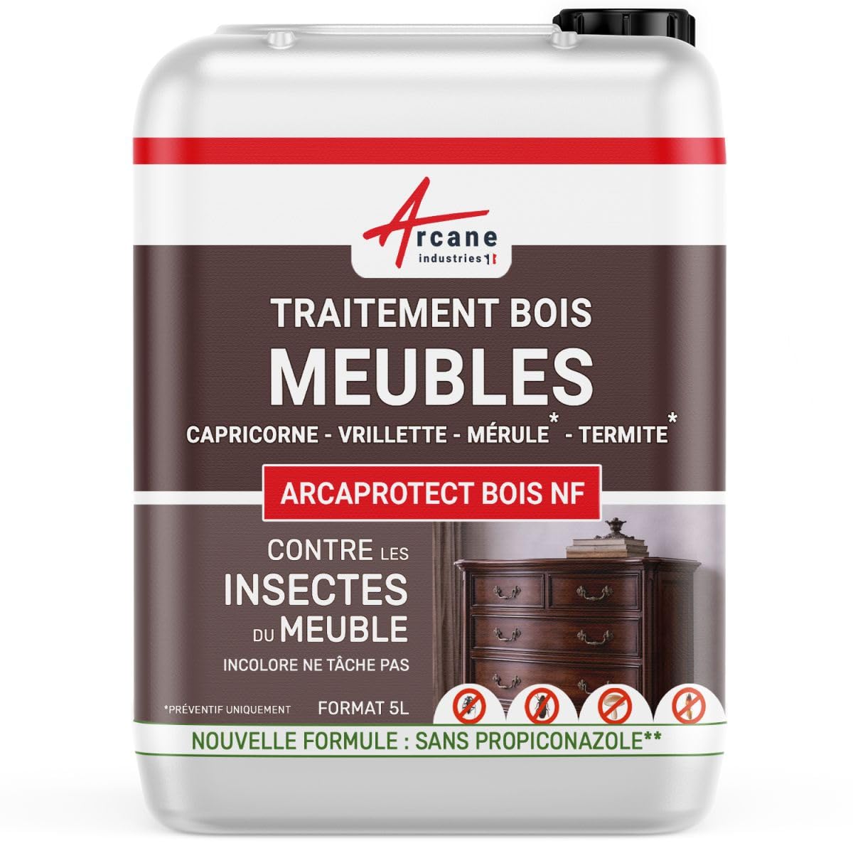 ARCANE INDUSTRIES Traitement Meuble en Bois Anti-Insectes du Bois 5 L