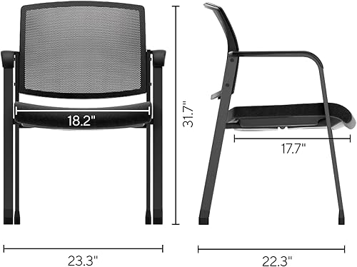 Miniatura 2 de STAPLES Workplace 2.0 Esler - Silla para invitados y recepción, respaldo de malla y asiento de tela, apilable, color negro