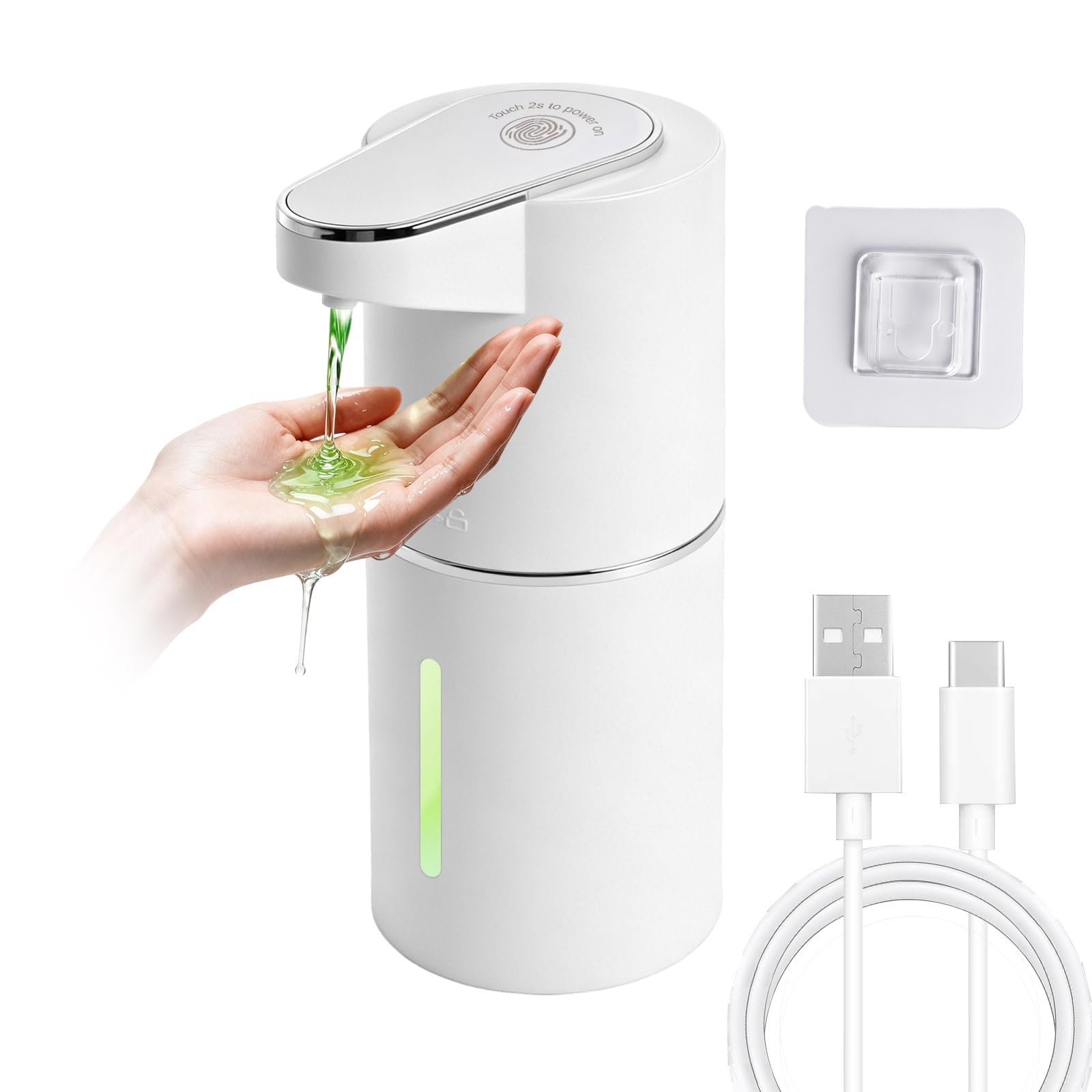 Automatic Liquid Soap Dispenser, 350ml Rechargeable Touchless Wall Mounted Soap Dispenser IR Sensor, Electric Hand Soap Dispenser for Kitchen Bathroom