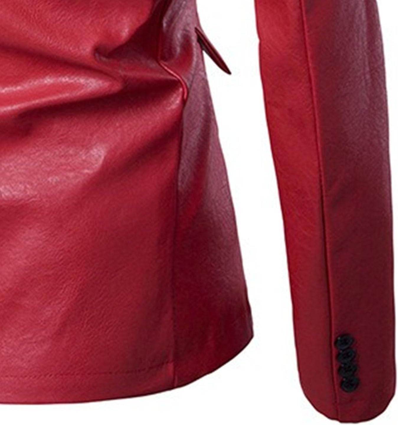 Men's Button Faux Leather Blazer Coat Slim Fit Suit Casual Motorcycle Jacket Notched Lapel Business Leather Jackets